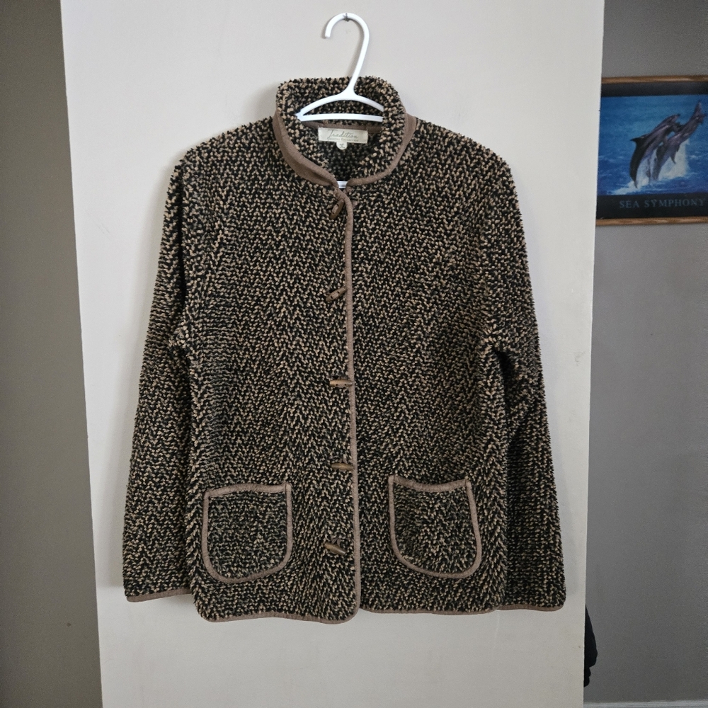 Vintage Country Tradition Jacket Sweater Tweed Fleece Women Small Coat